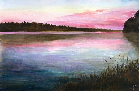 Maine Sunset: Watercolour by Elias Garcia-Ortiz 